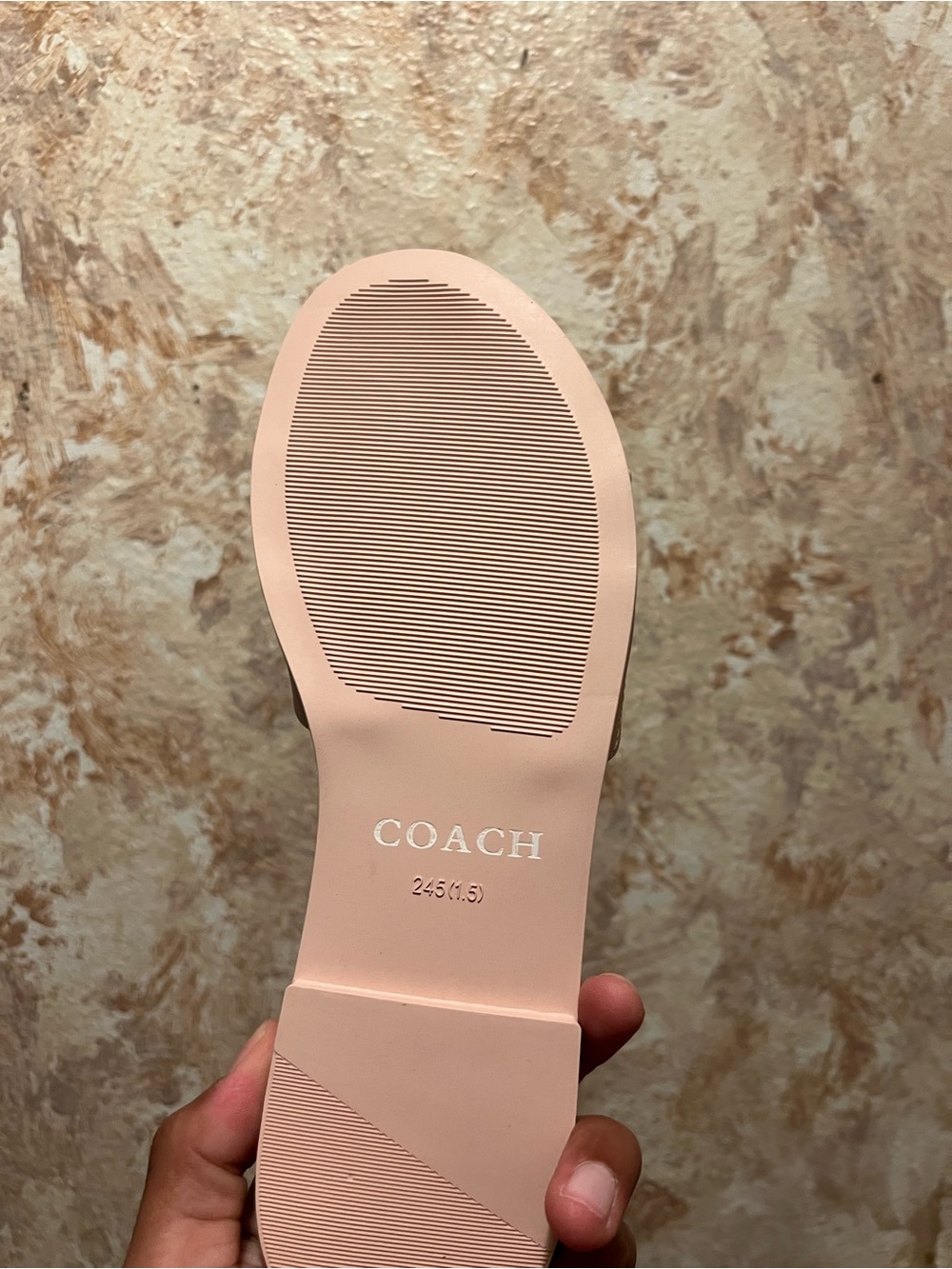 Quilted Pink Leather coach  Slide Sandals with Gold Accent - Picture 4 of 4